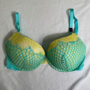 Victoria's Secret Very Sexy Push Up Teal/Yellow 34DDD